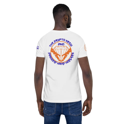 The Crypto Krew Diamond Hand Hodlers Royal & Orange Unisex t-shirt